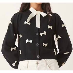 NEW NEVER FULLY DRESSED sophia bow cardigan in black